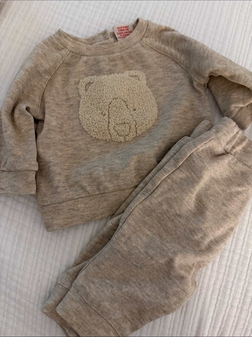 Max Studio Beige Bear Sweatshirt and Jogger Set — super soft